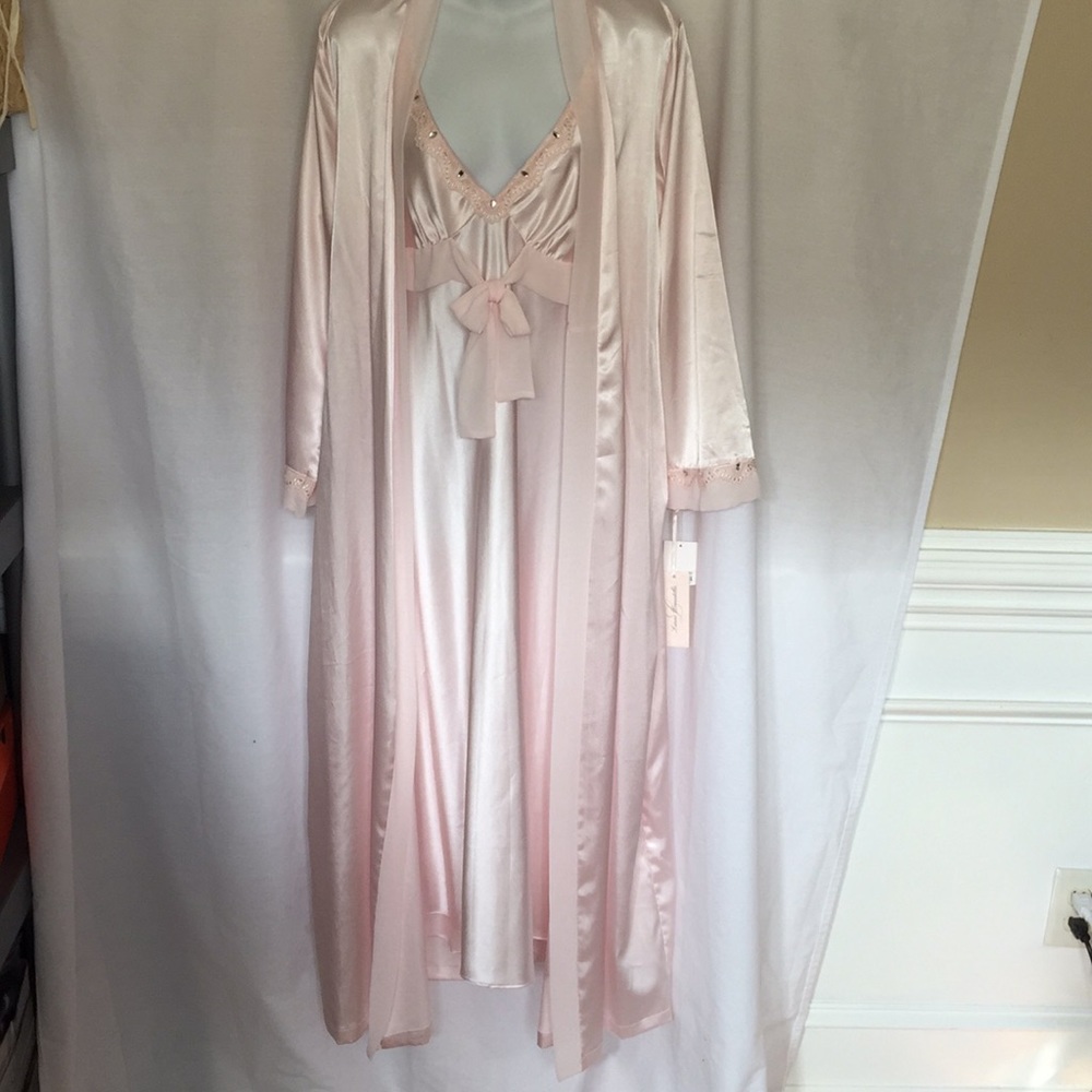 NWT Linea Donatello Long  Pink Gown & Robe sz  M